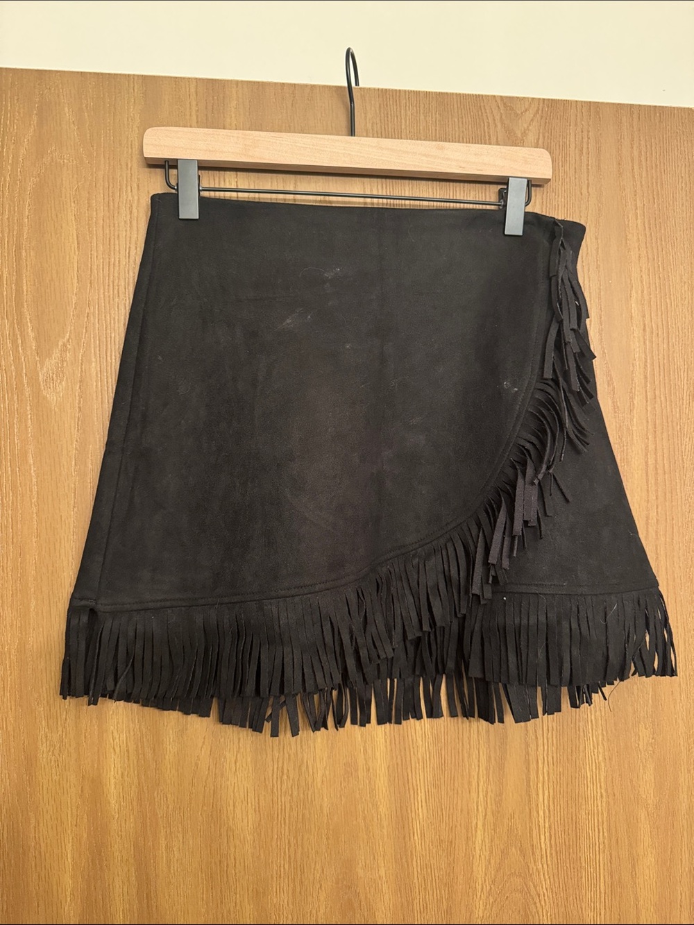 Asymmetrical Black Fringe Wrap Skirt - Picture 1 of 1